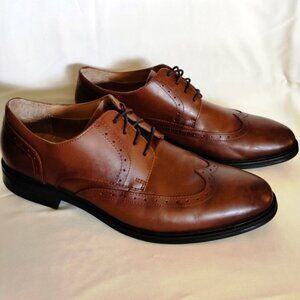 Nunn Bush Men's Sherwood Oxford Distressed Leather Shoes in Cognac, Sz 11M